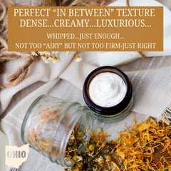 Calendula chamomile infusion in the balm for skin support.
