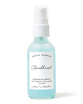 Earth Harbor Cloudburst bottle close-up showing lightweight hydration for lasting moisture.