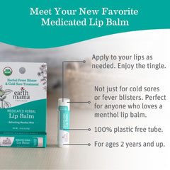 Earth Mama medicated lip balm tube close-up showing creamy texture