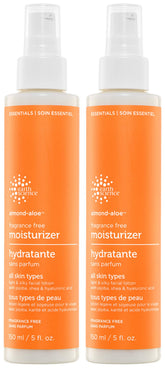Earth Science Fragrance-Free Almond-Aloe Moisturizer two-pack front view, gentle daily hydration