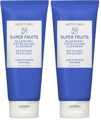 Earth To Skin Blueberry Exfoliating Cleanser bottle pour for a refreshing, antioxidant-rich cleanse.