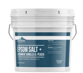 Earthborn Elements cashmere vanilla peach epsom salt in a jar for a soothing soak.