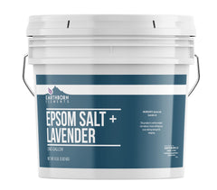 Earthborn Elements Lavender Epsom Salt bottle pour for a relaxing bath