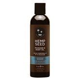 Earthly Body Hemp Seed Massage Oil bottle—nourishes and hydrates skin during massage.