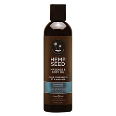 Earthly Body Hemp Seed Massage Oil bottle—nourishes and hydrates skin during massage.