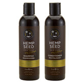 Earthly Body Hemp Seed Shampoo bottle highlights nourishing formula for daily use on color-treated hair.