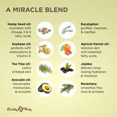 Earthly Body Miracle Oil label closeup communicates purity and vegan credentials.