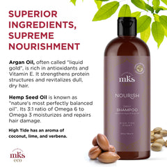Earthly Body MKS eco X Nourish Shampoo High Tide hand application illustrates easy distribution