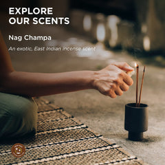 Nag Champa scent close-up by Earthly Body evokes exotic spa ambiance.