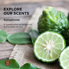 Earthly Body sunsational scent close-up with bergamot and juniper notes.