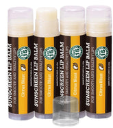 Earth's Daughter citrus SPF lip balm 4-pack showing the product and packaging for sun protection