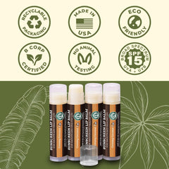 Earth's Daughter lip balm ingredients include coconut oil and beeswax.