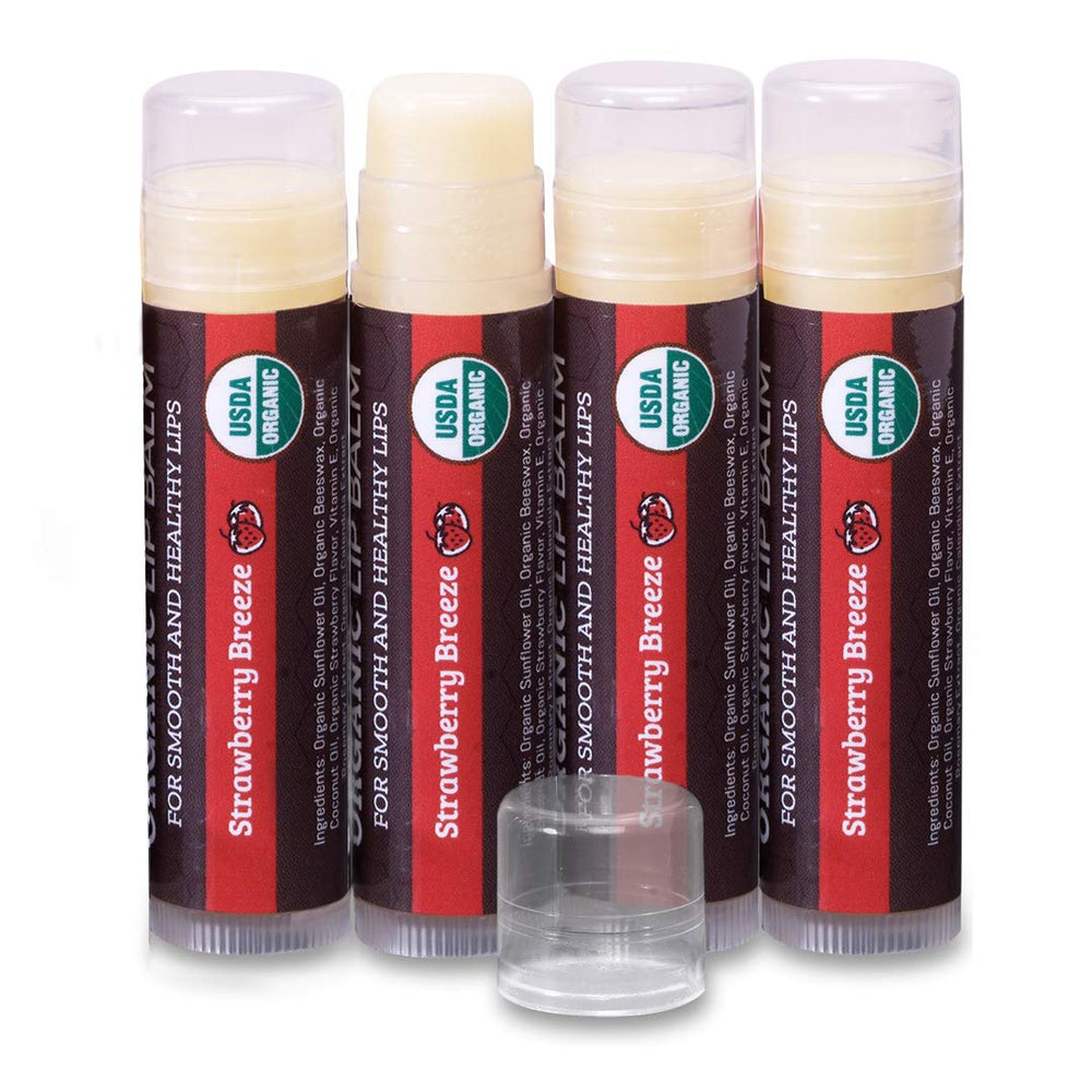 Earth's Daughter Strawberry Breeze lip balm 4-pack for daily use