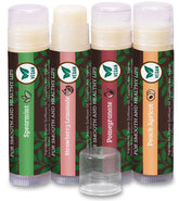 Earth's Daughter vegan lip balm 4-pack close-up with smooth texture.
