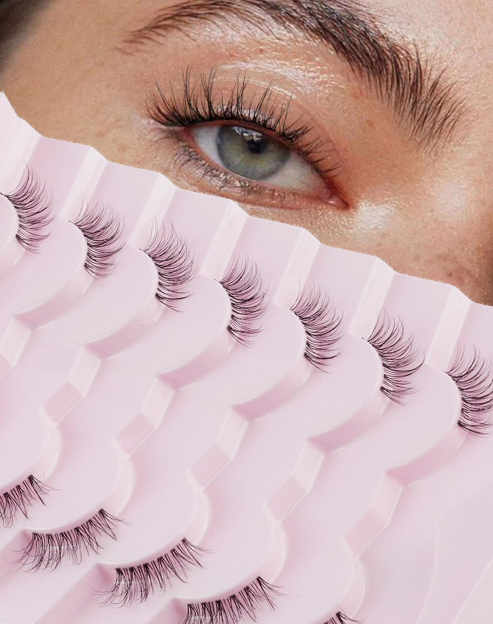 Easeful Half Lashes natural corner wispy with comfortable band for daily wear.