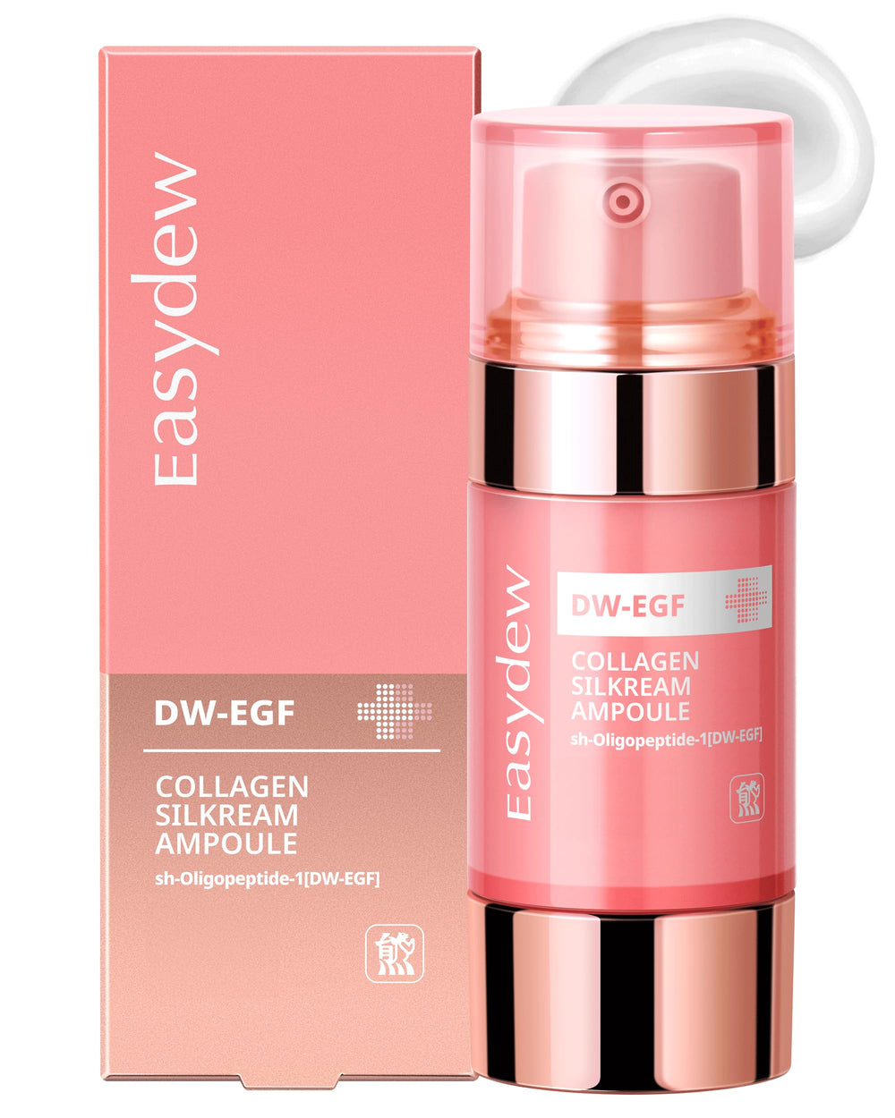 Easydew DW-EGF 55% Collagen Silkream bottle pour highlights hydration and lift.