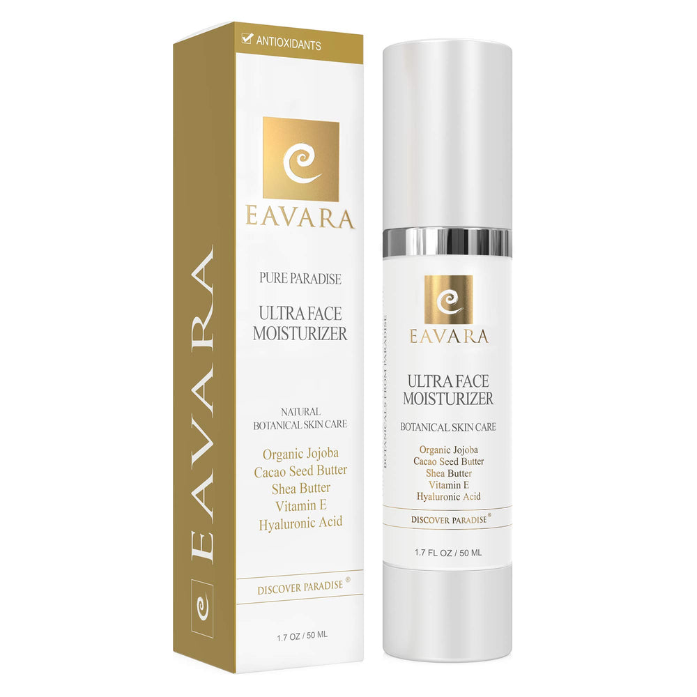 Eavara face moisturizer jar close-up highlighting rich hydration for smooth skin