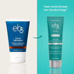 eb5 Men's Face Cream tube back view with ingredients and usage guidance