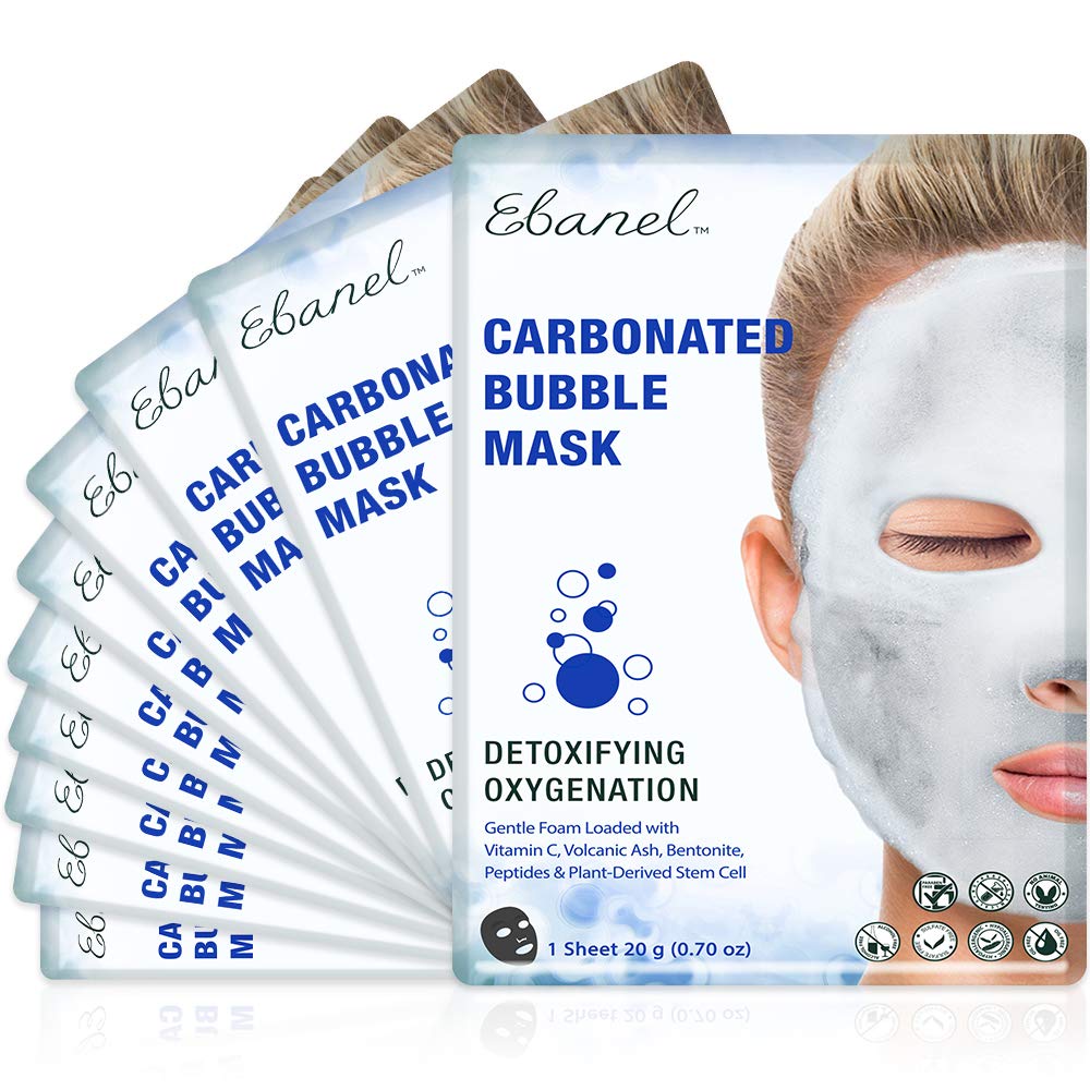 Ebanel 10-pack carbonated bubble mask packaging shown for at-home spa routine