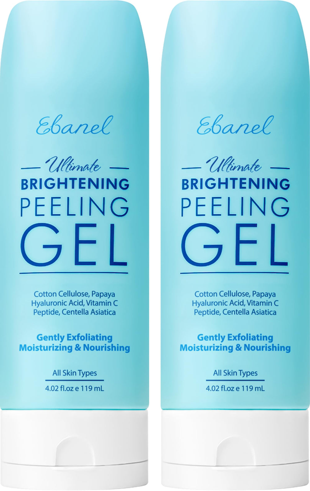 Ebanel Brightening Peeling Gel two-pack on display for easy routine.