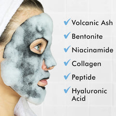 Ebanel bubble mask foaming action close-up displaying bubbles and cleanse