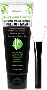 Ebanel charcoal peel mask application shows even coverage for deep cleansing.