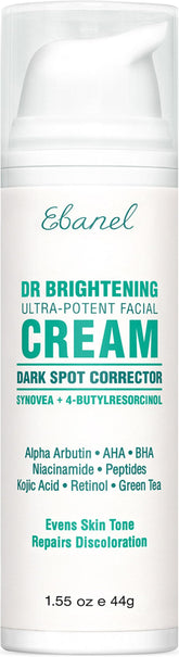 Ebanel dark spot remover face bottle shows brightened facial skin potential