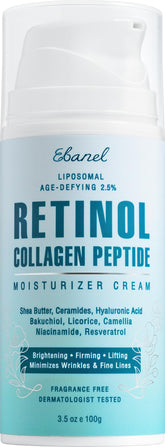 Ebanel retinol cream tube ready for daily facial application and routine use.