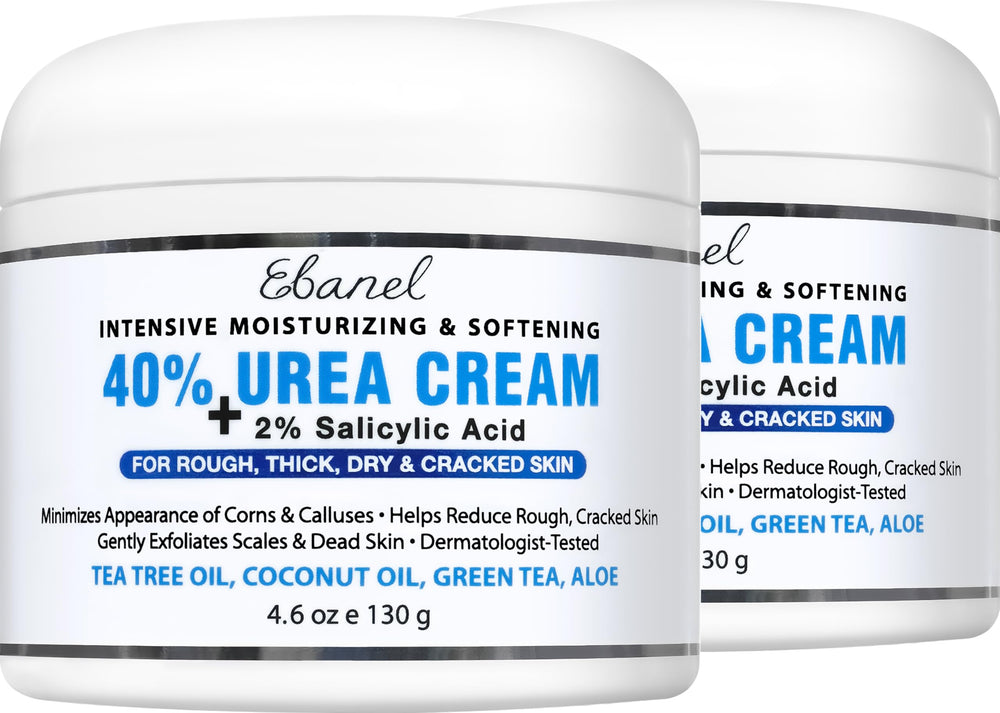 Ebanel Urea 40% foot cream pack hydrates dry, rough skin.