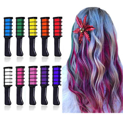 EBANKU 10-color hair chalk comb for vivid, washable party-ready looks.