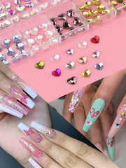 EBANKU ten-color heart crystals offer versatile nail color choices.