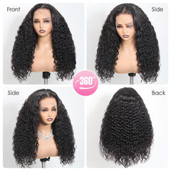 Ebarly hidden-strap water wave 360 wig back view showing secure fit