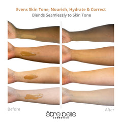 Apply Être Belle tinted moisturizer on the cheek to blend quickly.