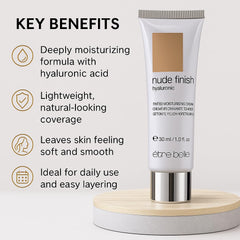Être Belle Hyaluronic Tinted Moisturizer swatch demonstrates sheer color and even skin tone.