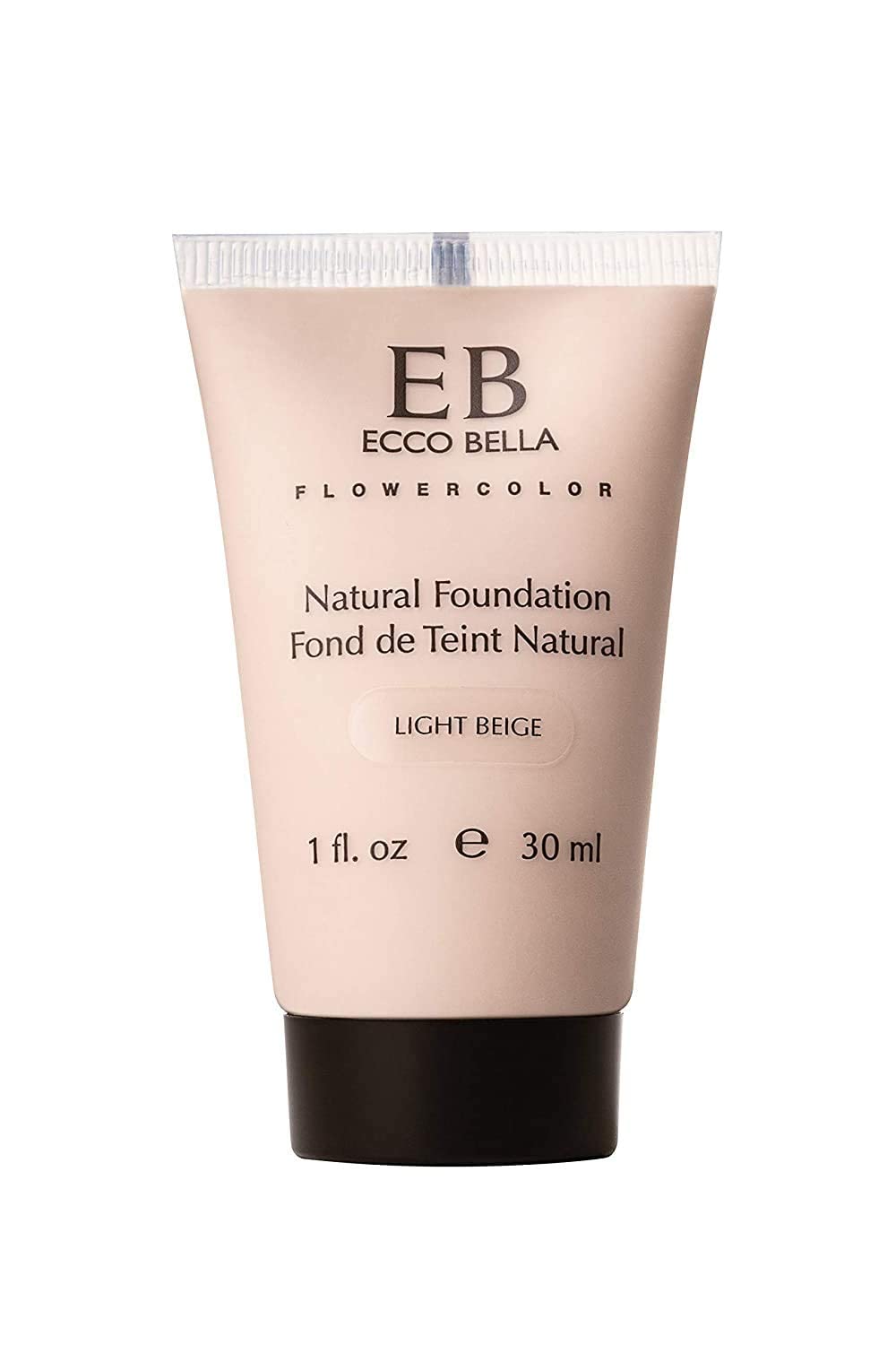 Ecco Bella liquid foundation bottle in light beige for natural everyday coverage.