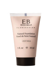 Ecco Bella liquid foundation bottle in light beige for natural everyday coverage.