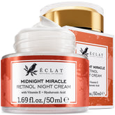 Eclat Skincare Retinol Night Cream jar showcases deep overnight nourishment.