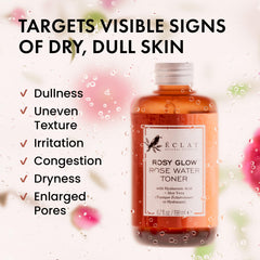 Eclat Skincare Rose Water Toner ingredients preview with rose water and hyaluronic acid.