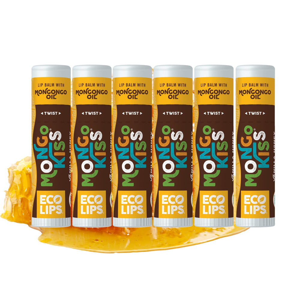 Eco Lips Mongo Kiss Vanilla Honey six-pack displayed for everyday lip care.