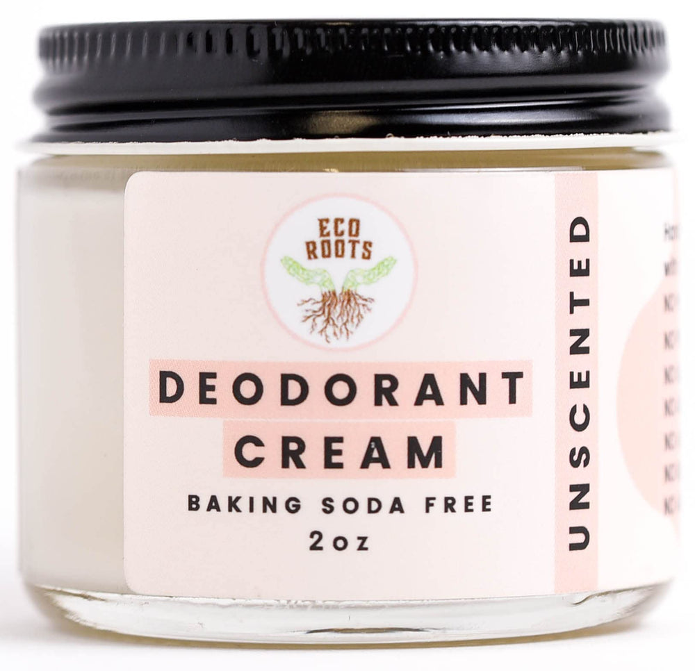 ECO ROOTS natural deodorant cream packaging shows aluminum-free option