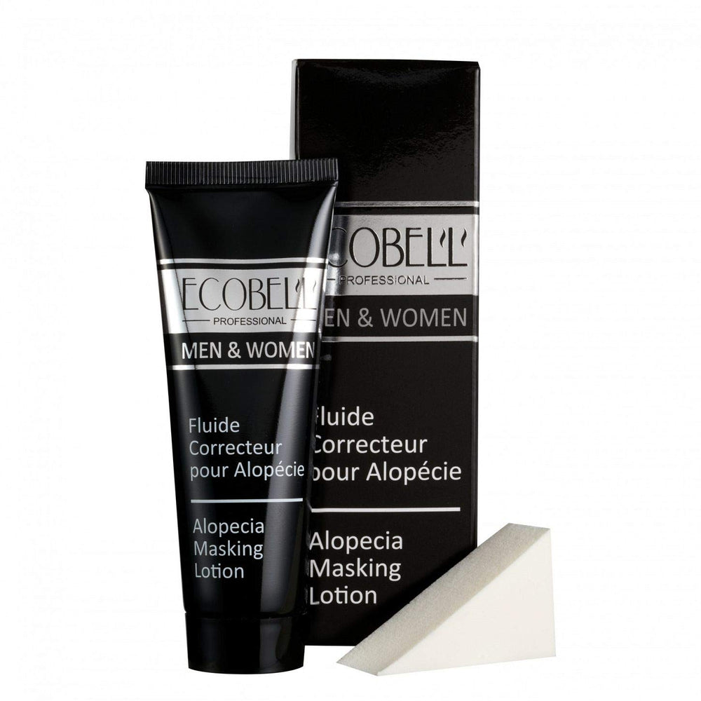 Ecobell alopecia masking lotion bottle for quick scalp concealment and instant fuller look.