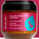ECOLCHIPRO collagen hair mask packaging shown for convenient home use and conditioning.
