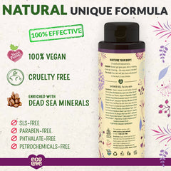 ecoLove label highlights organic ingredients and vegan formula for gentle wash.