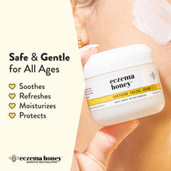 Eczema Honey ingredients highlight aloe vera and green tea for soothing care