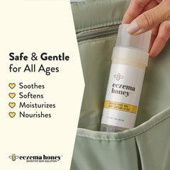 ECZEMA HONEY texture close-up highlights lightweight soothing action.