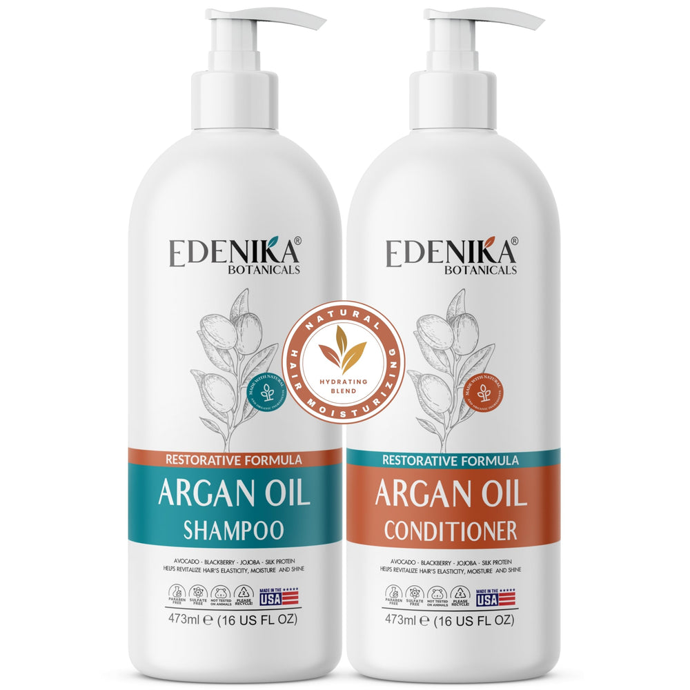 EDENIKA BOTANICALS Argan Oil Shampoo bottle delivers deep hydration and nourishment
