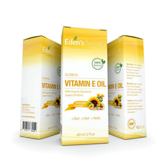 Eden's Semilla vitamin e application closeup showing fast absorption.