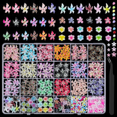 EditTime Hawaii hibiscus 3D nail charms close-up for vibrant nail designs.