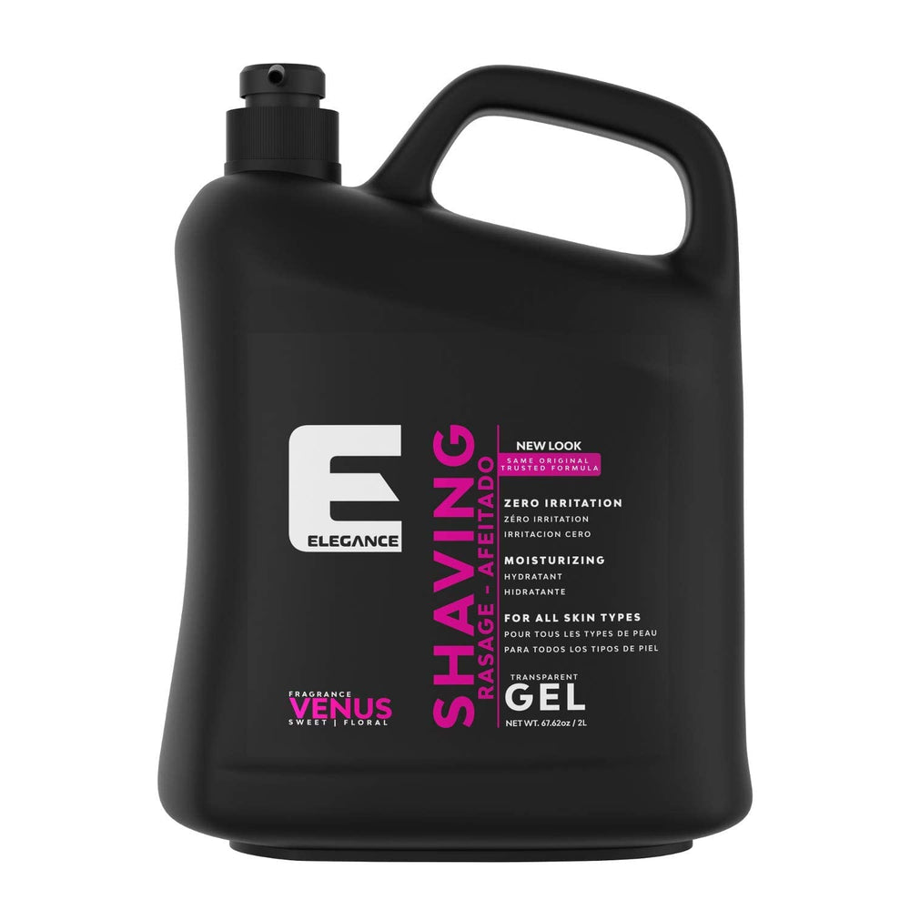 eelegance transparent shaving gel bottle for precise visibility and a smooth shave.
