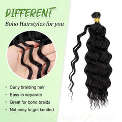 EERYA deep wave crochet hair 1B 12 inch for versatile styles